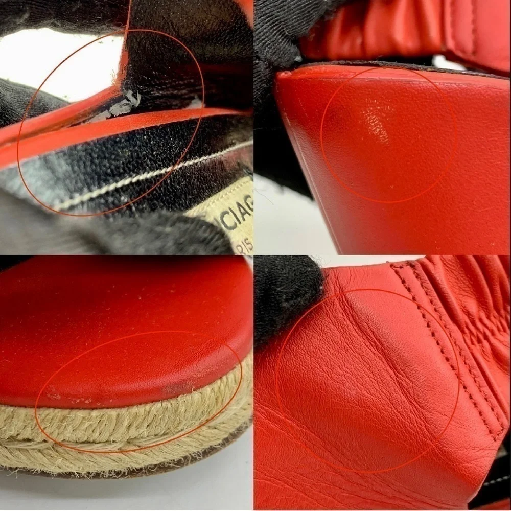 Balenciaga RED LEATHER ESPADRILLES HEELS Pumps